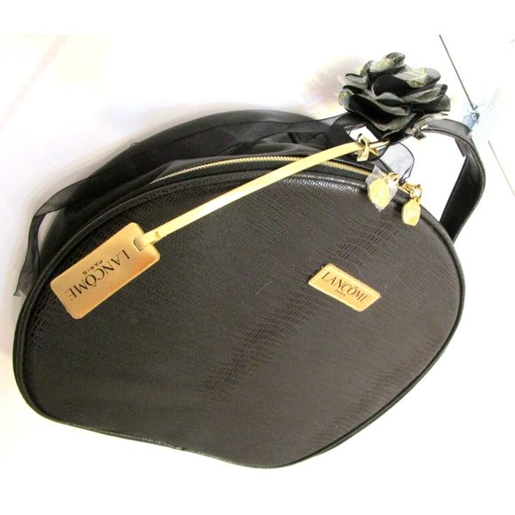 Lancome Paris Make-Up Bag Travel Case Cosmetic Round Zippered Zip Around Handle - Picture 2 of 14